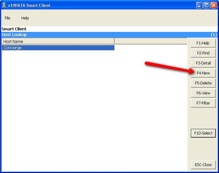 6. From the Host Lookup list, select F4-New to