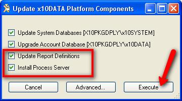 Click Action and then select Update x10data Platform Components. 2.