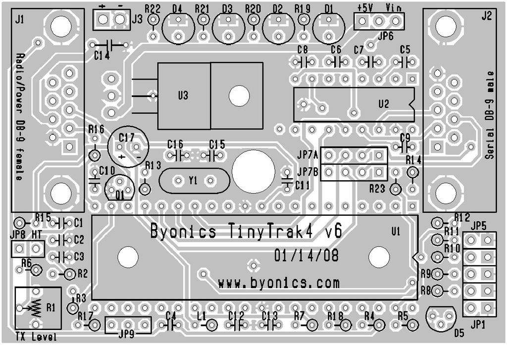 Printed Circuit Board The TinyTrak4 printed circuit board (PCB)