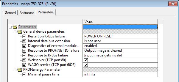 - The Behavior in case of a PROFINET I/O fault should be set based on the application requirement, the Set output image to zero setting is normally used in practice.