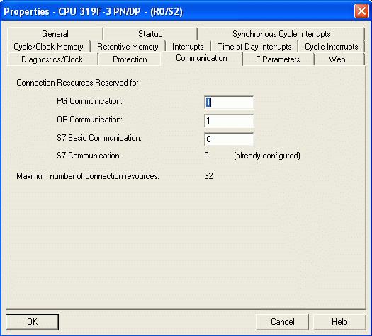 92 Usage Principles with S7 4.4.2.2 Communication: The settings should be made in the connection resources of the CPU based on the