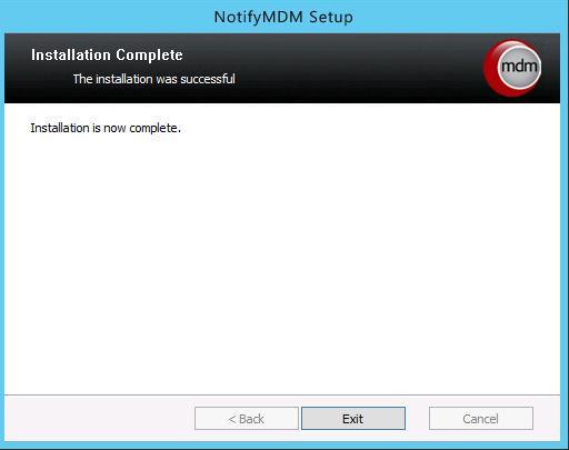 and finishes. The NotifyMDM installation is now complete.
