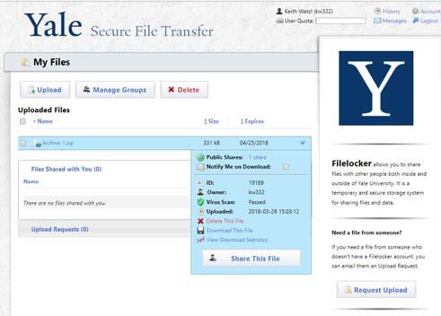 Sharing Files Using Your YLSCLINICS or Non-Yale Email To share files with others outside of Yale using your @ylsclinics.