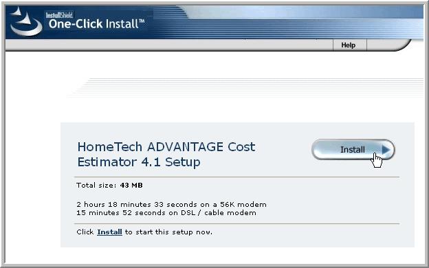 In the Email Confirmation window, choose DOWNLOAD HOMETECH ADVANTAGE 4.1 to continue the download process. This will display the One-Click Install window.