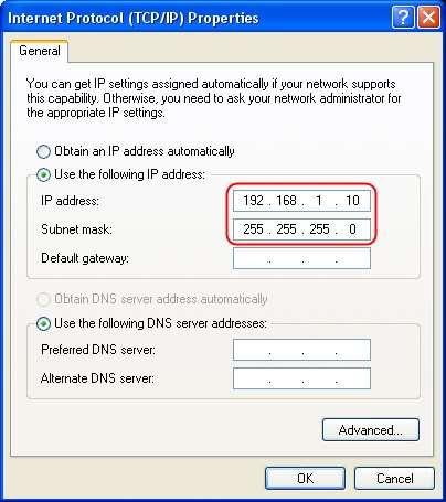 Step 7 Tick Use the following IP address, and input the IP address and Subnet