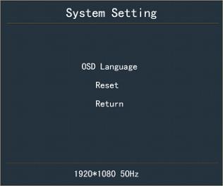 4.2 System Setting OSD Language: Simplified Chinese and English Reset: