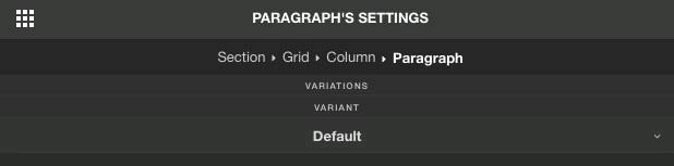Paragraph Paragraph settings on backend In the Element Inspector, you can see