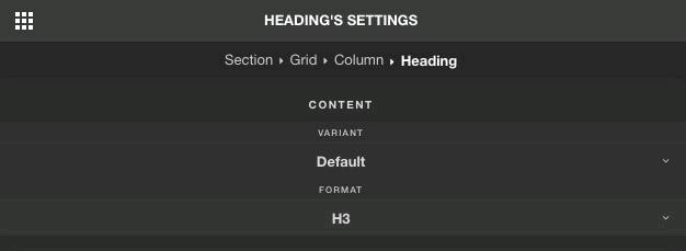 Heading This element allows users to create heading text with a variety of font styles.