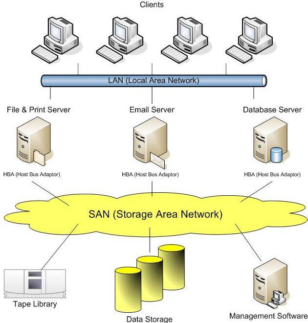 Networking Terminology (continued) Storage area network (SAN) refers
