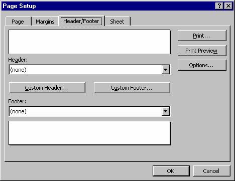 Lesson 1: Headers and Footers To set up or alter headers and footers select File, Page Setup and click on the Header/Footer tab.