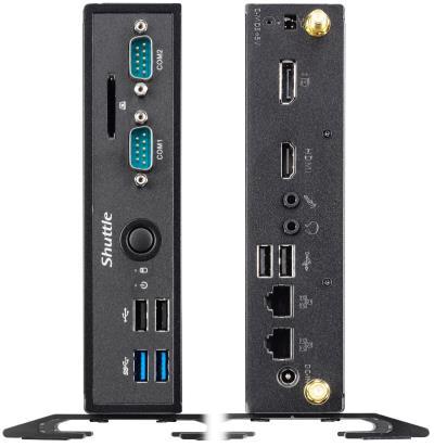 COM ports with plastic caps RS-232 RS-422 RS-485 RS-232 Great Connectivity Despite its small size, the Shuttle XPC slim Barebone DS67U3 sports a wide range of I/O connectors.