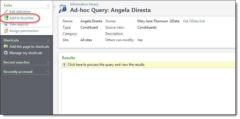 NEW FEA TURES FOR BL A CKBA UD DIRECT MA RKETING 4.0 31 Make Queries or KPIs Favorites from the Query or KPI Record You can now mark a query or KPI as a favorite from the query or KPI record.