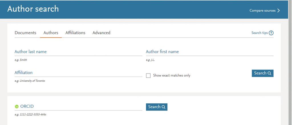 Author Tools / Starting an Author Search & Author Profile Authors Select Authors tab to search by author name.