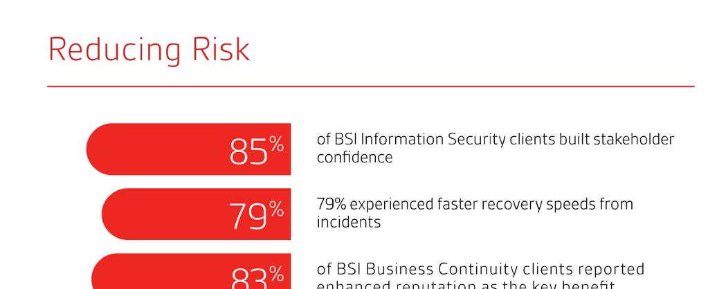 Helping organizations reduce risk to protect brand reputation BSI s risk based solutions are
