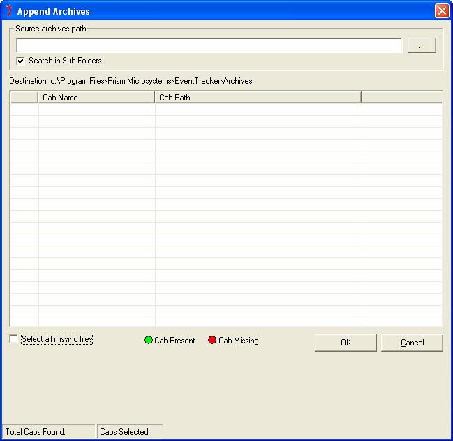 Figure 13 Indicates the CAB files present in the Archives folder. EventVault Warehouse Manager will ignore redundant CAB files.
