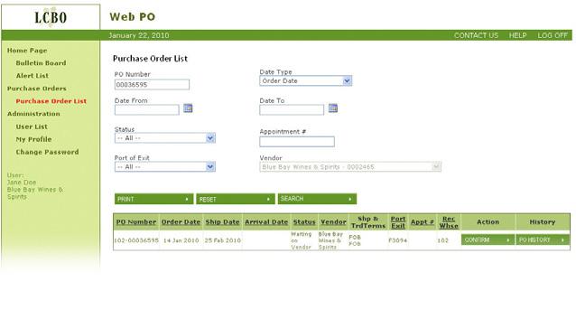 section 4 viewing purchase orders and alerts VIEWING purchase order FILTeriNG In viewing POs, users can narrow their search for a specific purchase order(s) on the Purchase Order List.