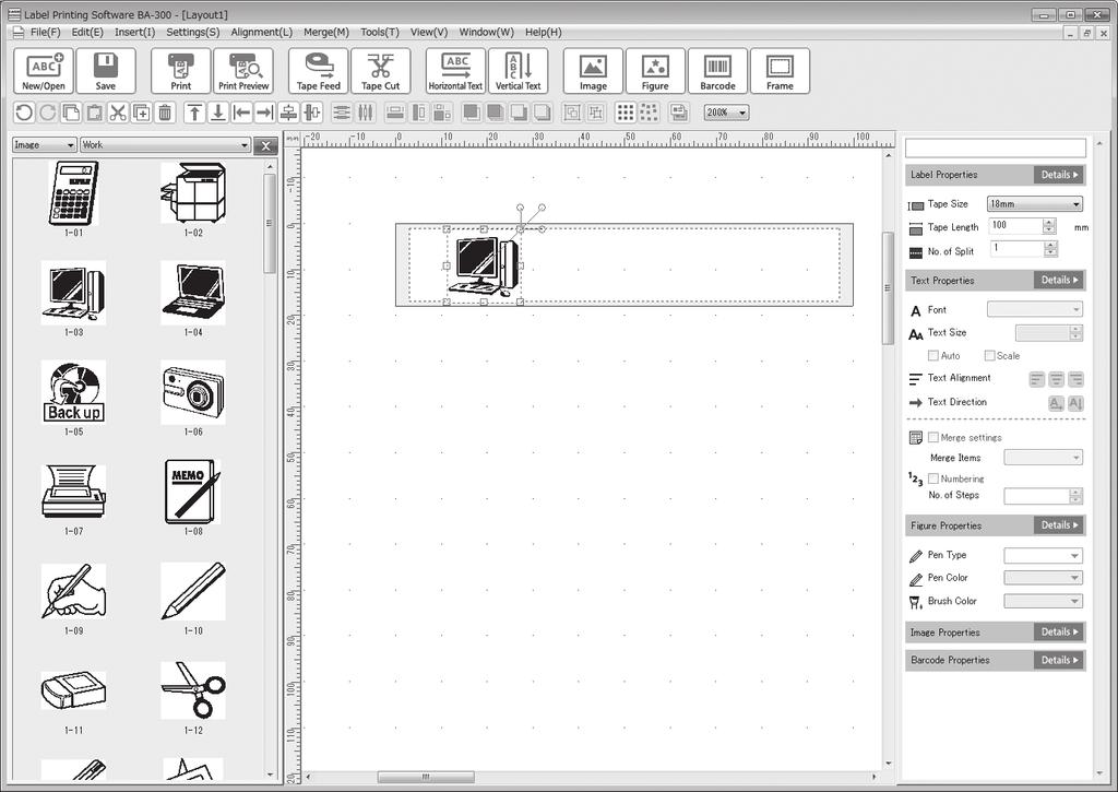 Inserting an Image This software comes with various built-in images that you can insert into your label layouts.