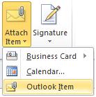 Attach Items The Attach Items Button allows you to attach any object currently in your Outlook Account.