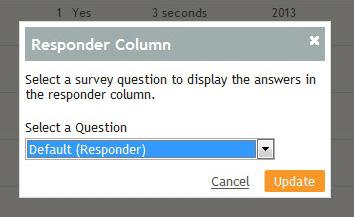 Responder Column Depending on the setup of your survey, you may find that the details shown in the Responder left most column are not truly indicative of the responses.