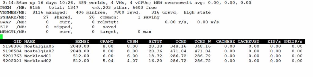Host Memory Shortage KPI: Compression Activity in esxtop In the esxtop memory screen add the Q field for virtual machine compression activity.