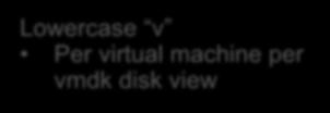 Identifying Storage Options from the Default CPU Screen Lowercase v Per virtual machine per vmdk disk view Lowercase u Per