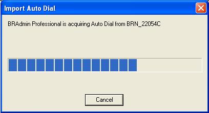 When you select this option BRAdmin reads the telephone settings from that machine (if there are any programmed) into Brother PC- FAX Address Book.
