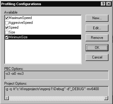Profile Based Compiler (PBC) Enabling Profile Configurations Step 1: Step 2: Select PBC Enable. Select PBC Profiling Configurations.