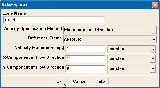 Change Velocity Specification Method to Magnitude and Direction and set Velocity Magnitude to 1.
