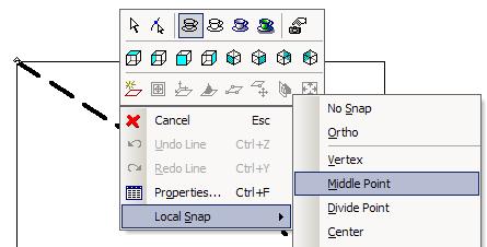 5. We will now recreate this line, using a different type of snap mode. First undo the line. You can click the Undo icon, or press Ctrl+Z. 9.