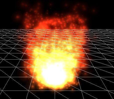 Figure 2.2: Fire simulated by a particle system Shortly after the use of particle systems, Nick Foster and Dimitris Metaxas attempted to solve the Navier-Stokes equations in full 3D.