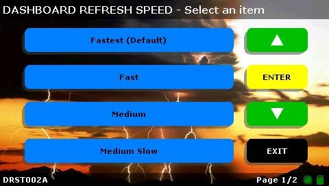 The top option will allow us to go back to the default settings the touch came with. The second option allows you to set how fast the tuner will refresh the parameters.