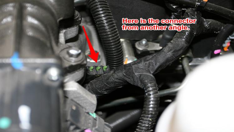 The connector is typically located between the ECM, and the intake horn. On some trucks it may be towards the upper right portion of the ECM.