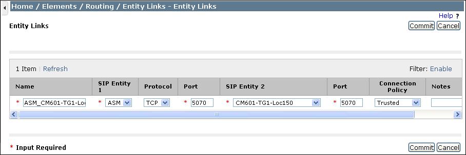 6.5. Add Entity Links A SIP trunk between Session Manager and a telephony system is described as an Entity Link.