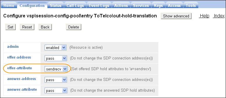 To modify the SIP parameter of an outbound call, navigate to vsp session-config-pool entry ToTelco