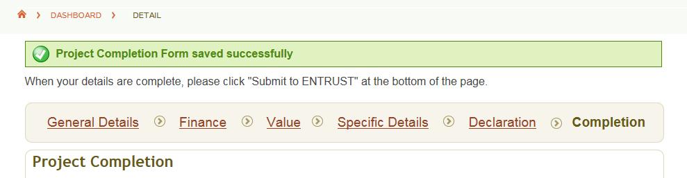 5.6 Once you have answered the Value for Money questions, scroll to the bottom of the screen and click the Submit to ENTRUST button. 5.