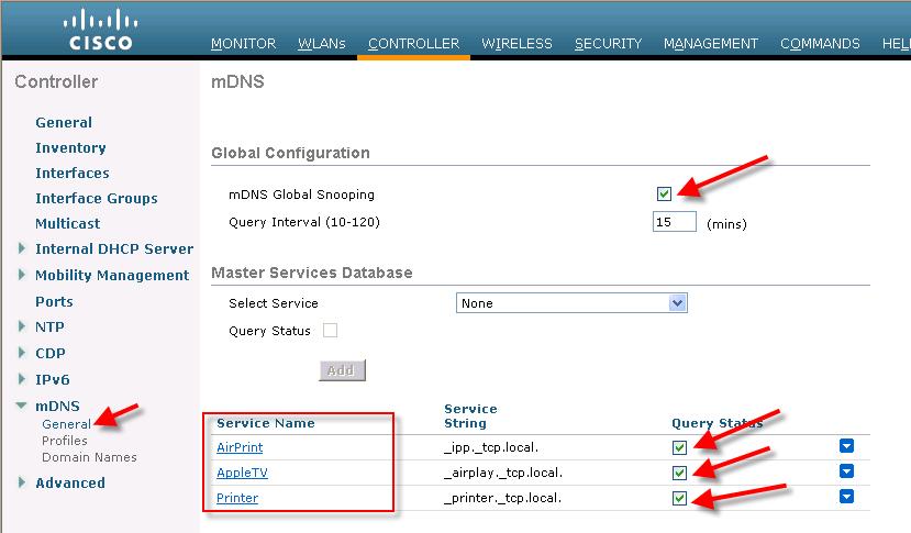 Configuring mdns Snooping Enable mdns snooping globally and add