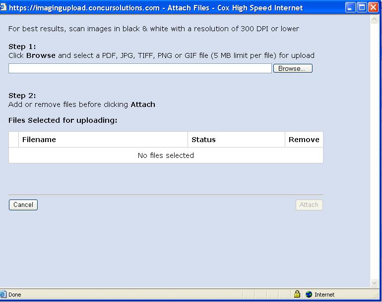 UPLOADING YOUR INVOICE This dialogue box appears after clicking Upload Image Click the Browse button This will take you