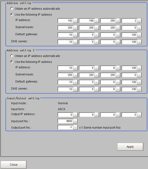 14 Select System Settings - Communication - Ethernet(Normal(UDP)) from the tree. 15 The dialog box on the right is displayed.