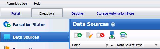 1. Using a web browser, log in to WFA. 2. Click the Execution tab and select Data Sources. 3.
