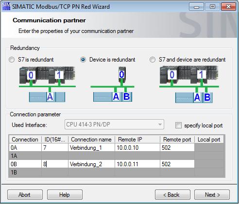 5.5 Step by step instruction: Copy connection / use as template No. Description Wizard 6. In these dialogs you can change the parameters for Modbus/TCP communication.