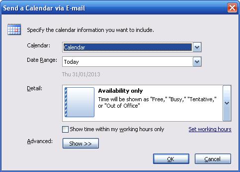 Share an Outlook calendar with other people You can share calendar information with other people by using Microsoft Outlook 2010 in three ways: By email With Microsoft Exchange Server accounts By