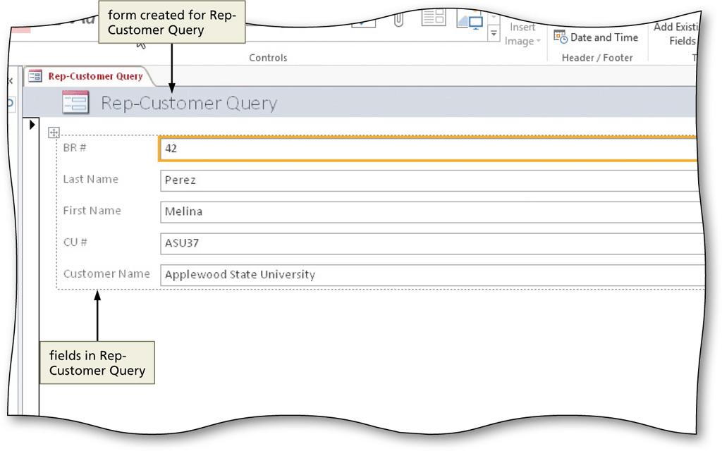 Creating a Form for a Query Select the query in the Navigation Pane Tap or click
