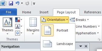 Changing Page Orientation To learn how to change the document from portrait