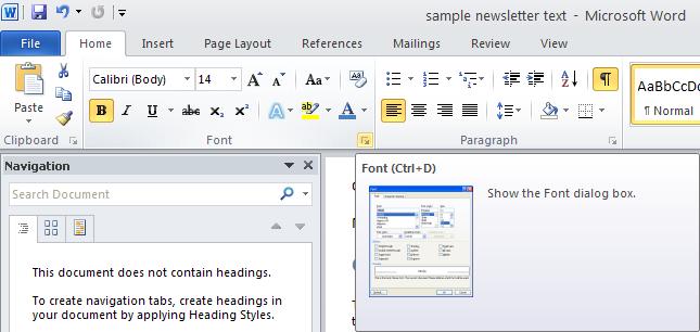 Using the Font Dialog The Font dialog box allows you to control several aspects of font formatting at one time.