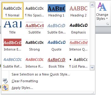 Applying a Style Paragraph styles include all of the different formatting options for paragraphs. You can quickly apply the same format to different paragraphs by applying a paragraph style.