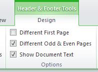 4. Select the Different Odd & Even Pages tool in the Ribbon. 5.