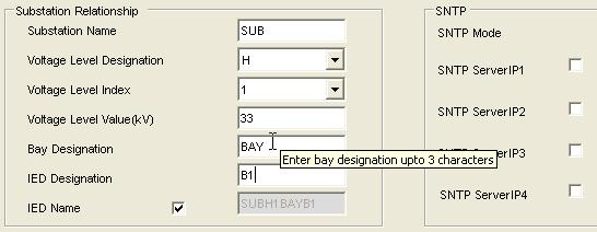 1MRS756342 REF 542plus Fig. 6.1.2.-20 Entering the bay designation for automated IED name A070558 * Enter the IED Designation up to 2 characters.