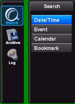 Bookmark - Date / Time Search - Event To playback from a specific Date and Times, Use the