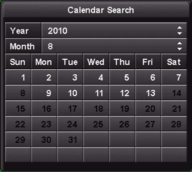 - Calendar Search Choosing the calendar event option will display the adjacent box, select the year and month required.