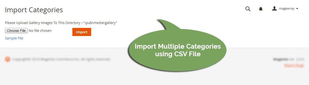 Categories Import using CSV File Sample file